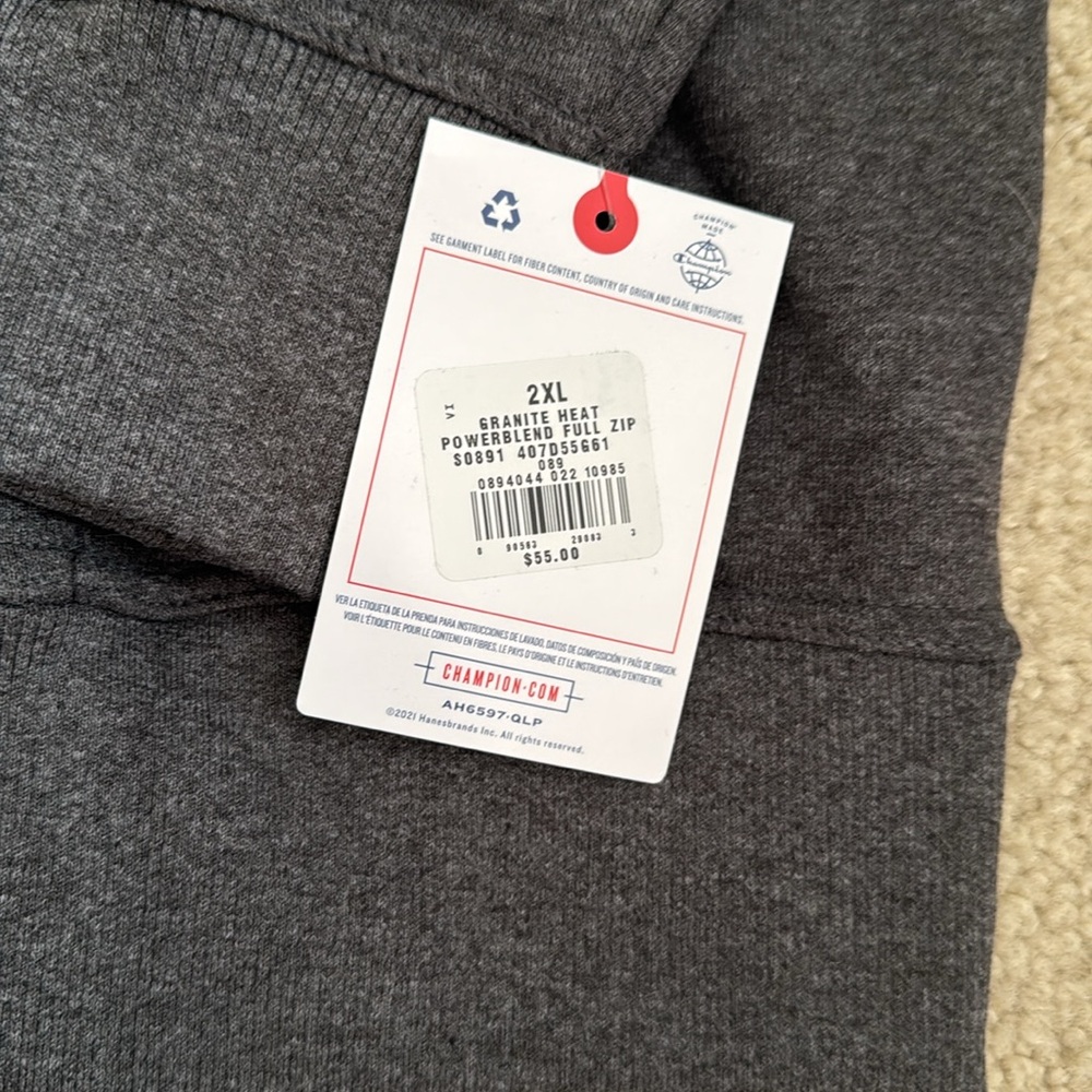 Champion Charcoal Full-Zip Hoodie men’s 2x , new never worn. - Picture 4 of 4
